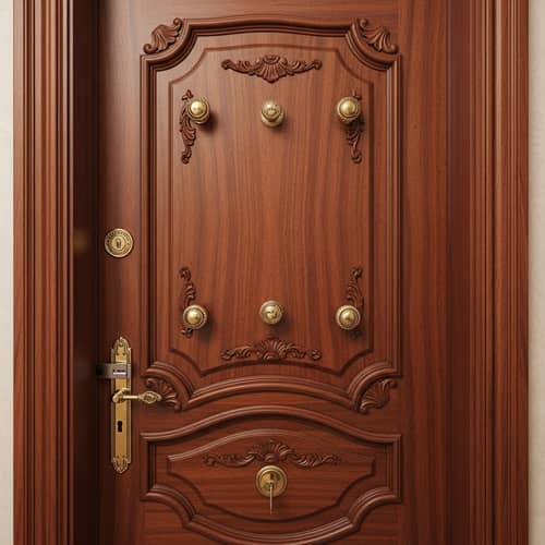 Dark Mahogany Carved Interior Door - Late 1800s Style