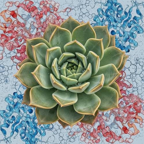 Detailed Illustration of a Succulent Plant with Microscopic Structures