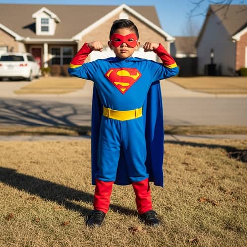 Young Hispanic Boy Superhero | Childhood Fun and Imagination