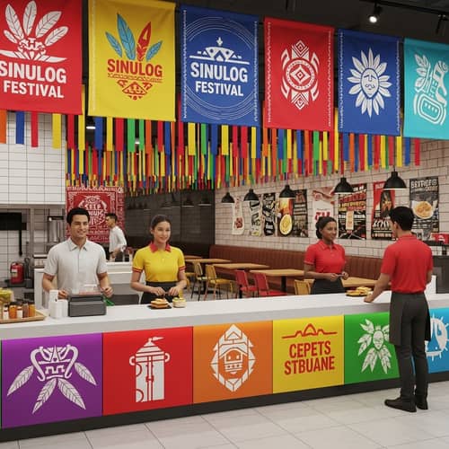 Colorful Fast Food Restaurant Counter Inspired by Sinulog Festival