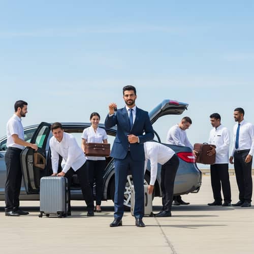 Luxurious Middle-Eastern Man and Diverse Team at Opulent Scene