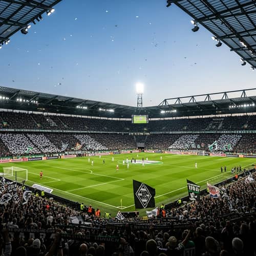Borussia Mönchengladbach Stadium: Enthusiastic Football Match Scene