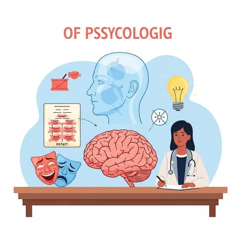Psychology Concept: Human Brain and Symbols of Emotions