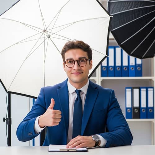 Confident Caucasian Male Studio Portrait in Professional Office Setting