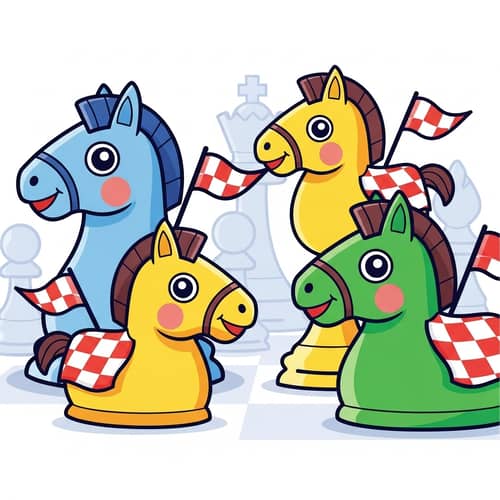Cartoon Chess Knight Characters for Children's Drawing Book