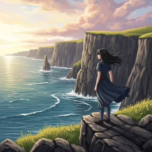 Majestic Coastal Landscape Illustration: A Tale of Determination