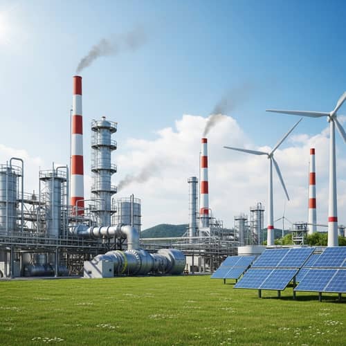 Futuristic Industrial Gas Emission Reduction Illustration