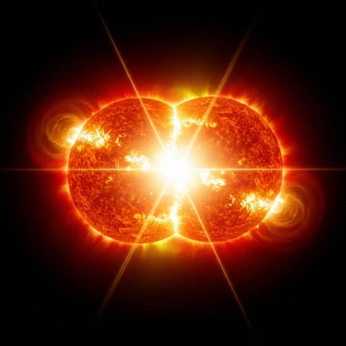 Stellar Collision: A Spectacle of Fiery Chaos in Space