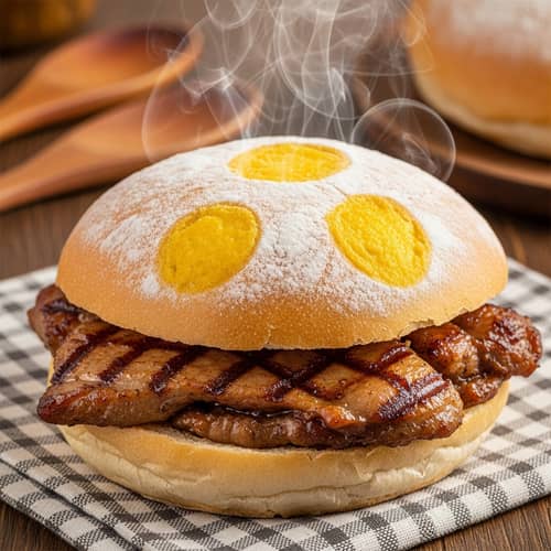 Delicious Roasted Calf Meat in Freshly Baked Pandesal Bun