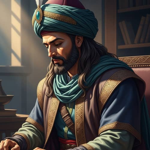 Imam Ali Portrait: Revered Figure in Traditional Middle Eastern Attire