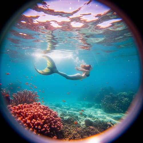 Surreal Underwater Scene with Graceful Mermaid | Fantasy Depths