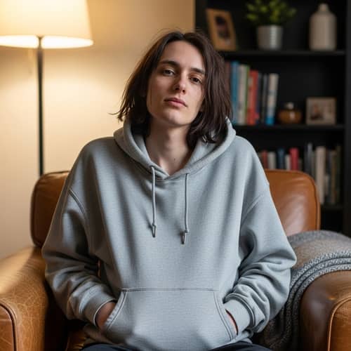 Casual Slim Person in Loose Hoodie - Relaxed Vibe