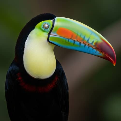 Vividly Colored Toucan Bird with Extravagant Large Beak