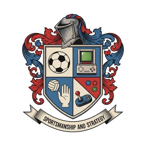 Handball and Video Game-inspired Coat of Arms | Red & Blue