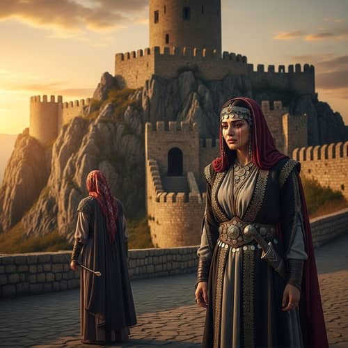 Emotional Scene of Kurdish Woman in Van Castle