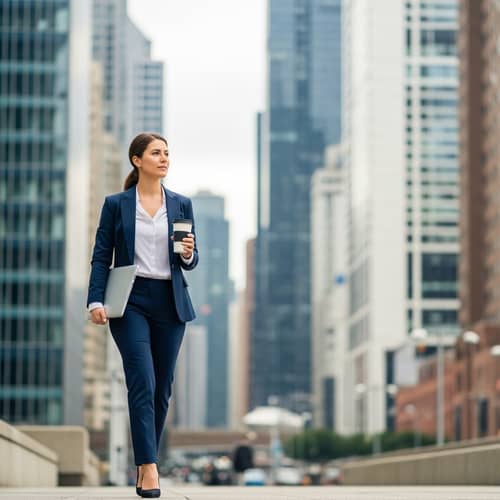 Modern Caucasian Woman in Stylish Suit | Corporate City Scene