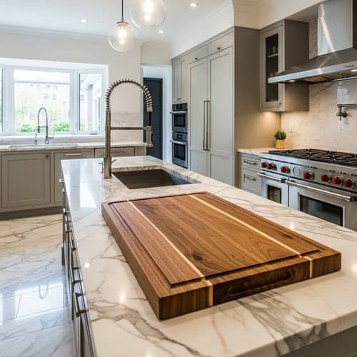 Acacia Cutting Board in Modern Luxury Kitchen | Organic Elegance