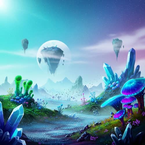 Deserted Fantasy Planet in Technicolor Beauty