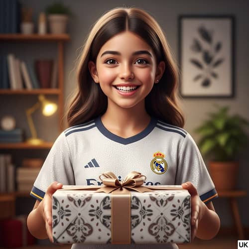 Ultra Realistic Brunette Girl in Real Madrid Jersey