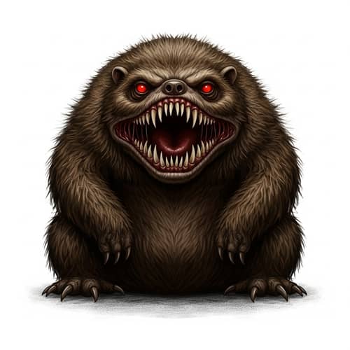 Fierce little round thick creature from the depths of the forest