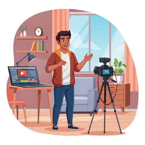 Professional South Asian Vlogger Sharing Experiences | Contemporary Decor Room