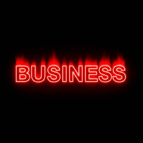 Professional 'Business' Word on Red Light Background