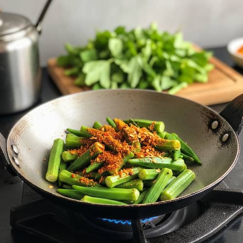 Vibrant Bhindi and Spices: A Culinary Delight
