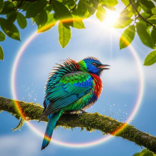 Vivid Bird with Brilliant Plumage Perched on Branch