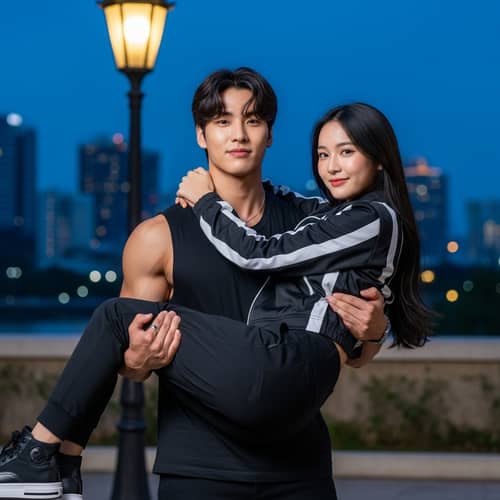 Jung Kook & Lisa: Stylish Streetwear Duo at Twilight