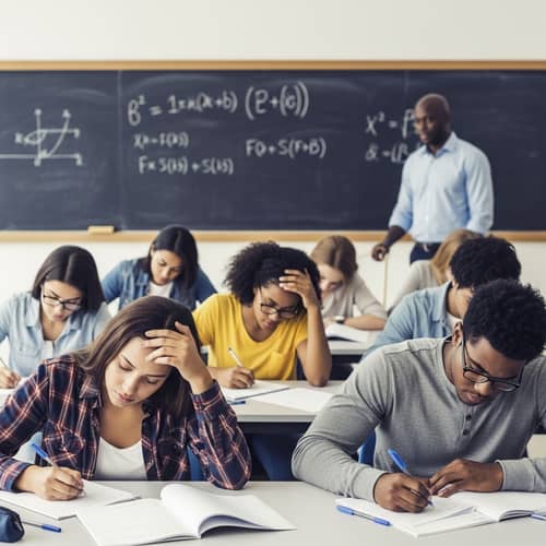 Diverse Students Taking Mid-Semester Exams | Classroom Scene
