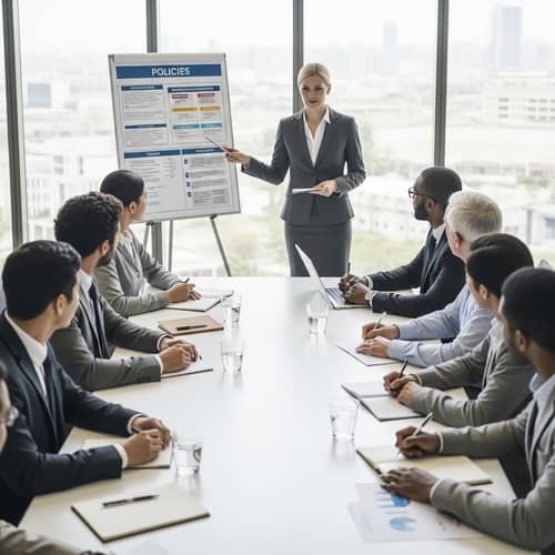Diverse Corporate Meeting Implementing Policies and Procedures