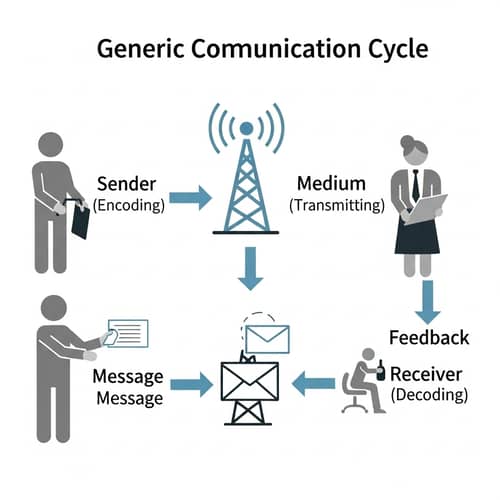 Generic Communication Cycle: Sender, Encoder, Medium, Receiver, Decoder, Feedback