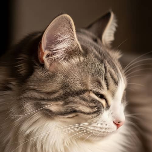 Sleepy Fluffy Cat Profile Picture | Cozy & Tranquil Feline Image
