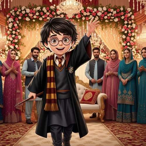 Young Wizard at Pakistani Wedding | Traditional Attire Celebration