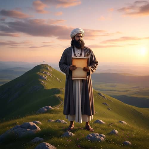 Majestic South Asian Male Prophet on High Hill