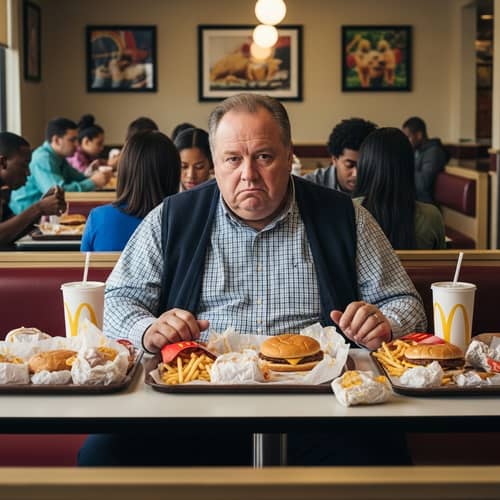 Disappointed Man at Fast Food Restaurant | Internal Struggle