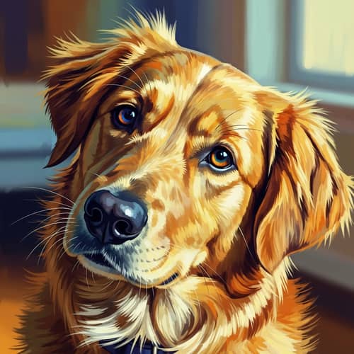 Heartwarming Digital Painting of a Loyal Dog