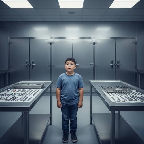 Overweight Hispanic Child in Clinical Morgue Setting