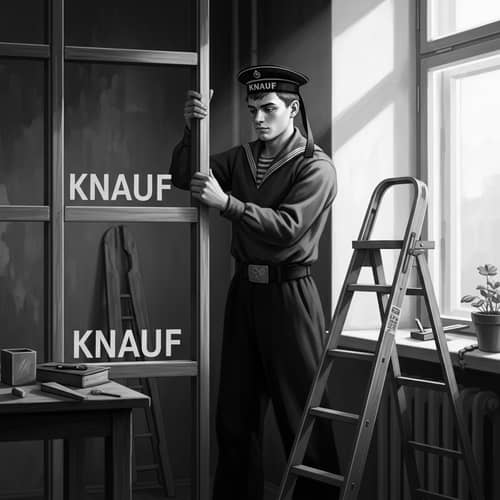 Vintage Black-and-White Russian Sailor Digital Painting