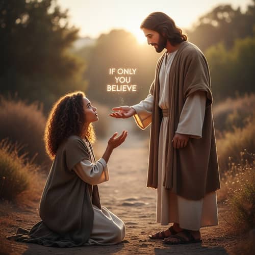 Young Woman Kneeling in Front of Jesus | If Only You Believe Young Woman Kneeling in Front of Jesus | If Only You Believe