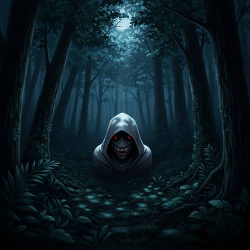 Eerie Forest Predator - Haunting Moonlit Scene
