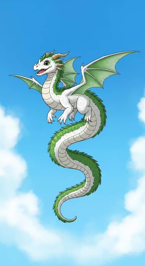 Playful Juvenile Dragon Soaring in Cell Shading Style