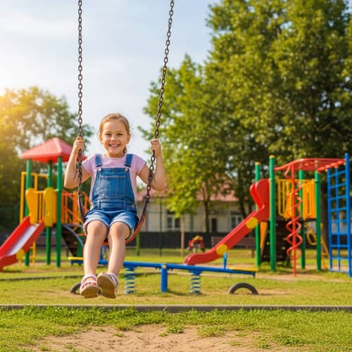 Playful Childhood Exuberance at Colorful Playground
