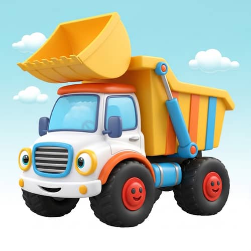 Fun Animated White Dump Truck for Kids Brochure
