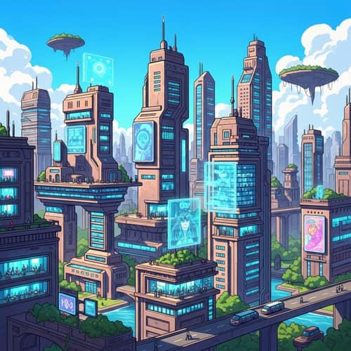 Futuristic Abstract Cityscape | Vibrant Urban Artwork