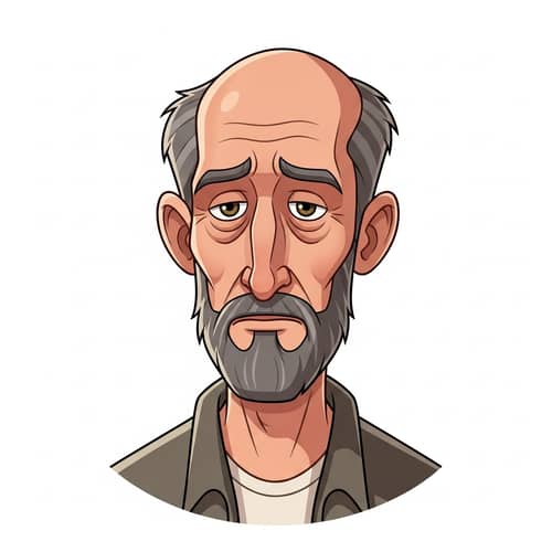 Classic Cartoon Style Portrayal of a Salt-and-Pepper Haired Man