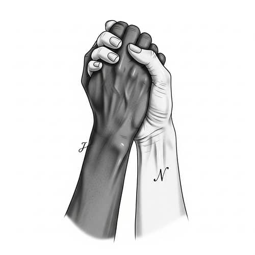 Intertwined Diversity Tattoo Design | 'J' 'N' Initials