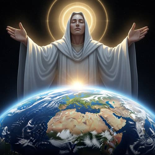 Blessing the Earth - Spiritual Figure in White Robes