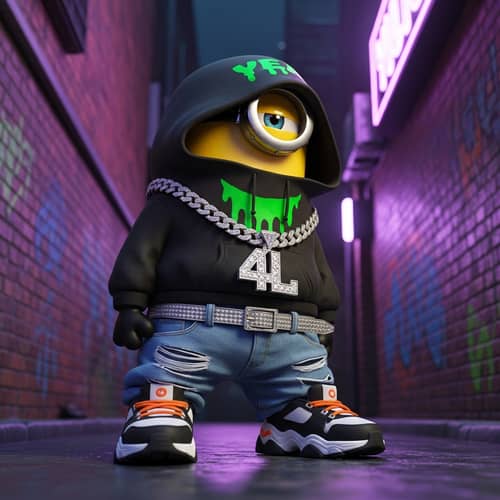 Yellow Cylindrical Minion Character in Yeat Costume