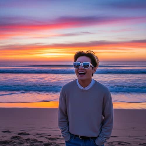 Secluded Sandy Beach Sunset | Cool Stylish Look